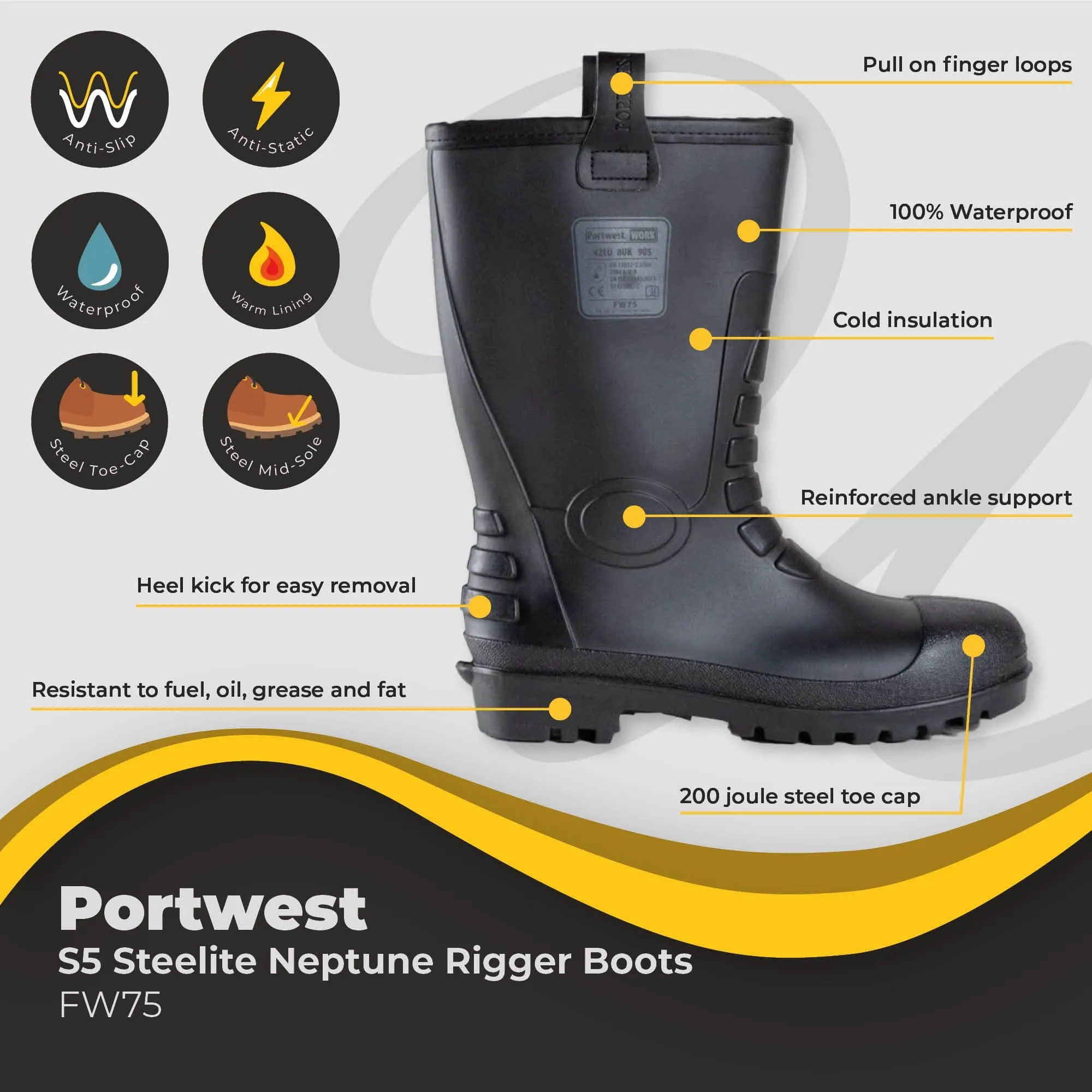 Portwest Steelite Neptune Rigger Boot S5 FW75