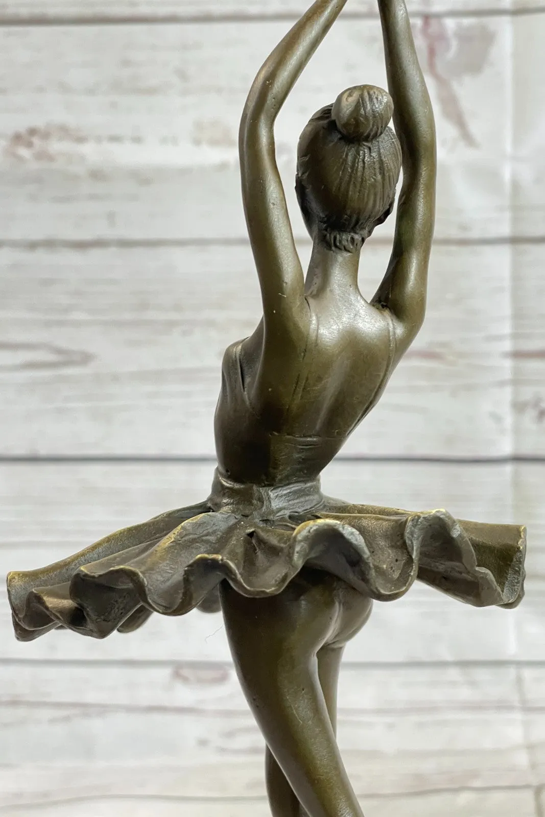 Prima Ballerina Bronze Sculpture Art Nouveau Deco Marble Base Figurine Statue