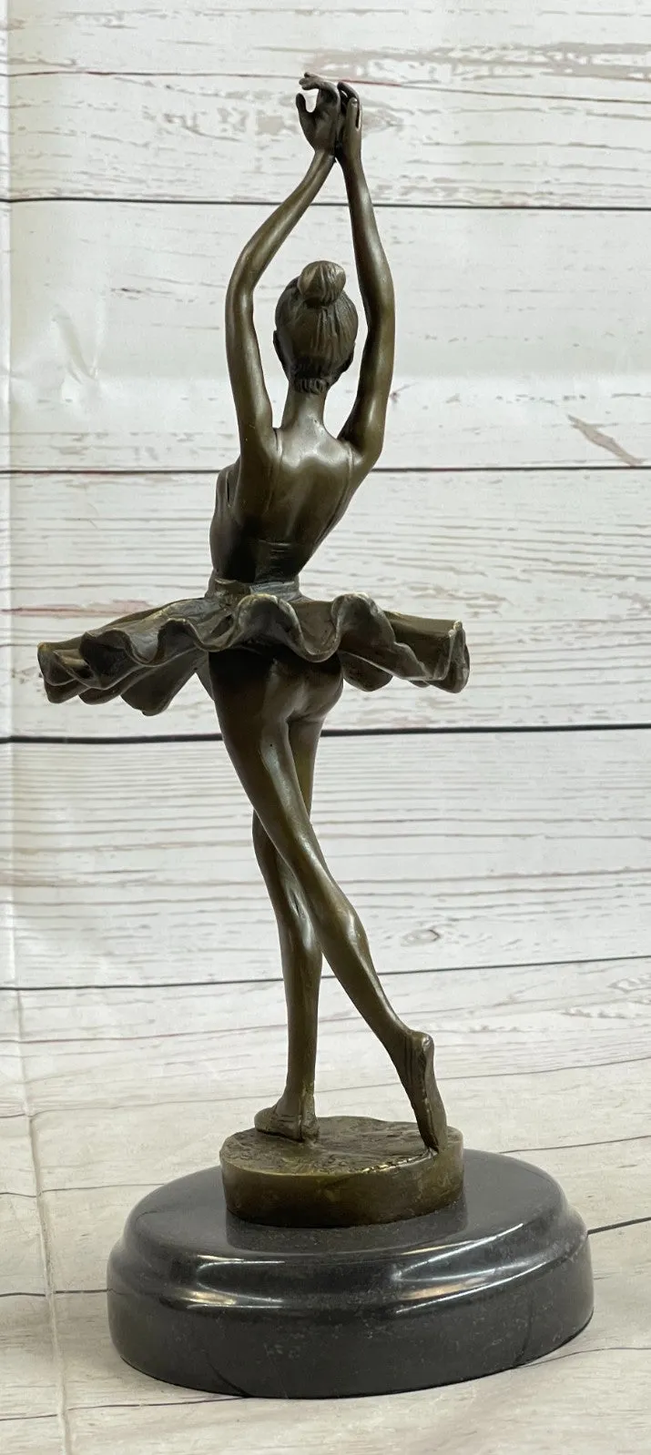 Prima Ballerina Bronze Sculpture Art Nouveau Deco Marble Base Figurine Statue