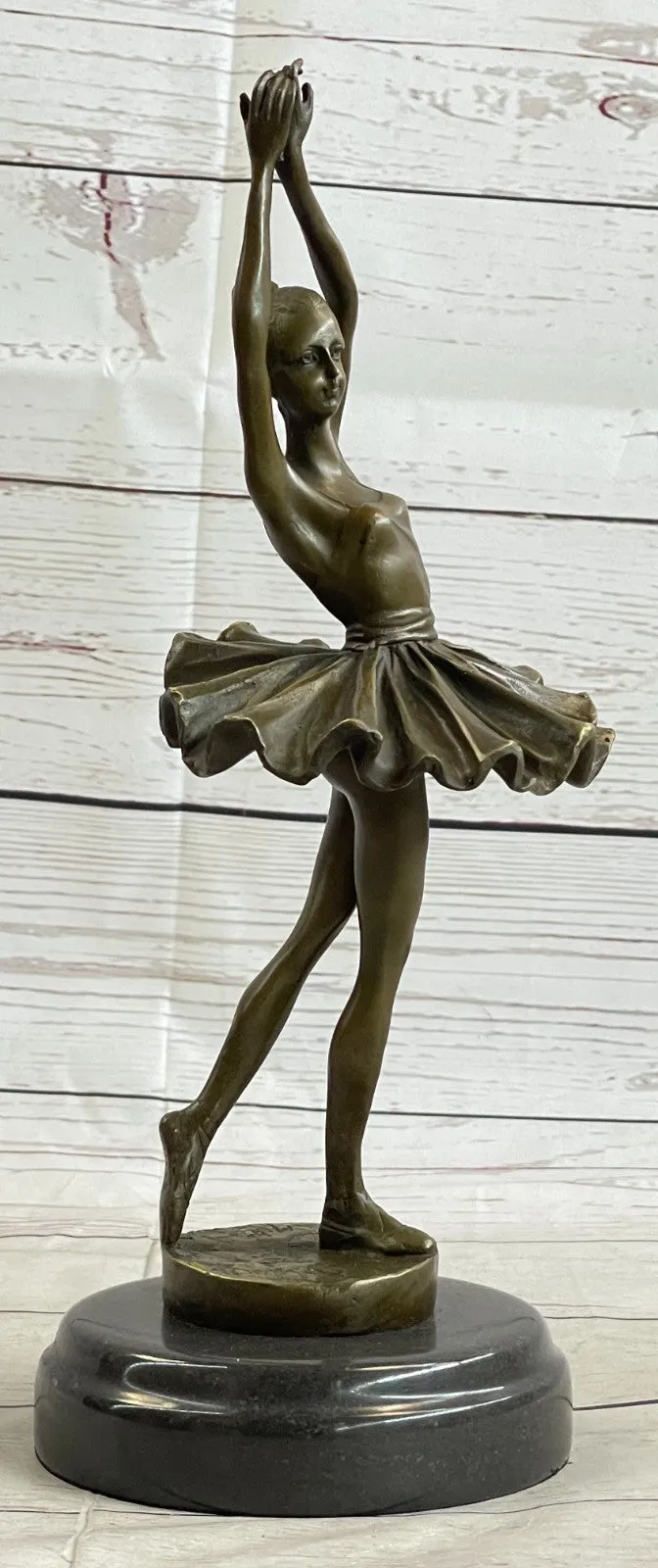 Prima Ballerina Bronze Sculpture Art Nouveau Deco Marble Base Figurine Statue