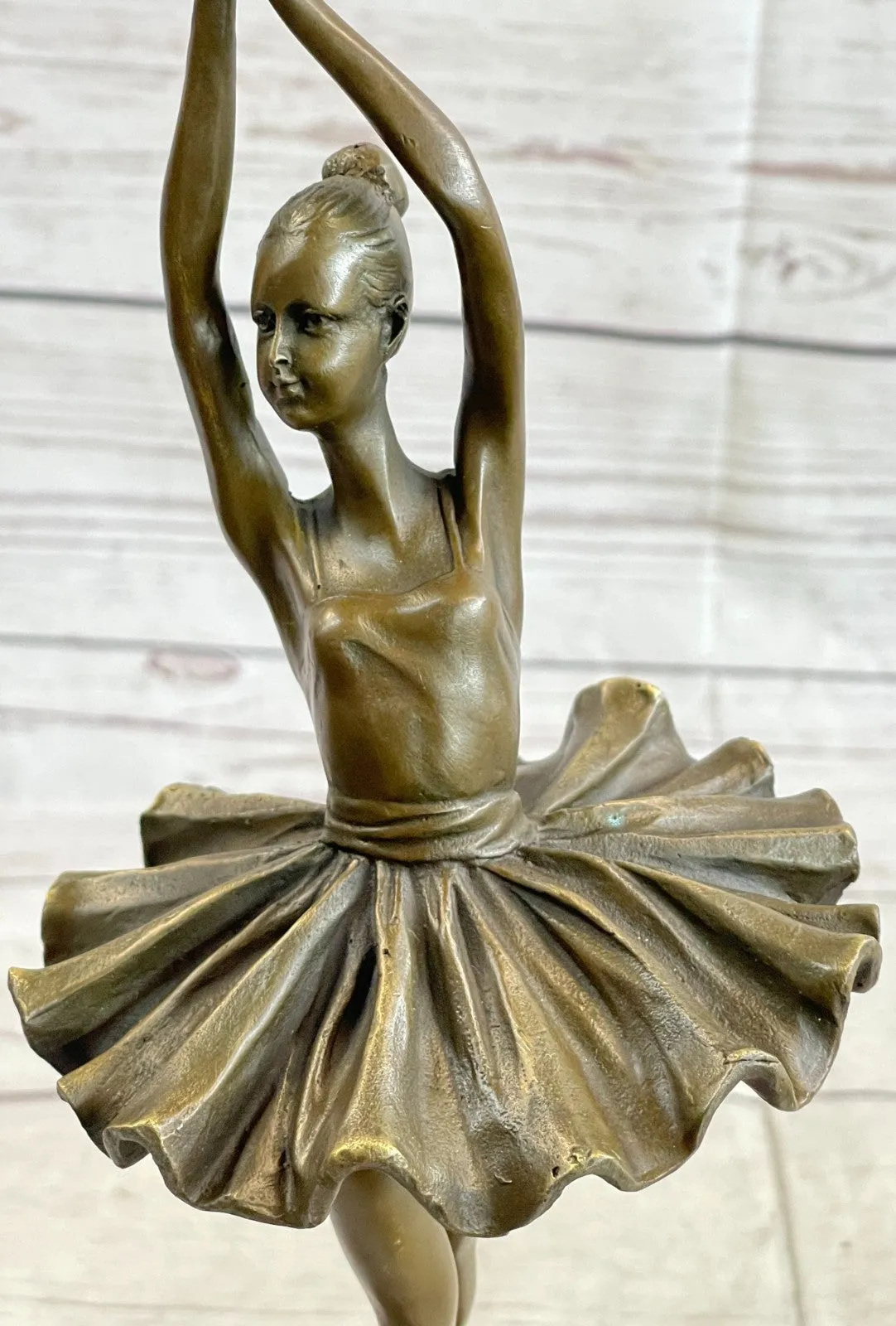 Prima Ballerina Bronze Sculpture Art Nouveau Deco Marble Base Figurine Statue