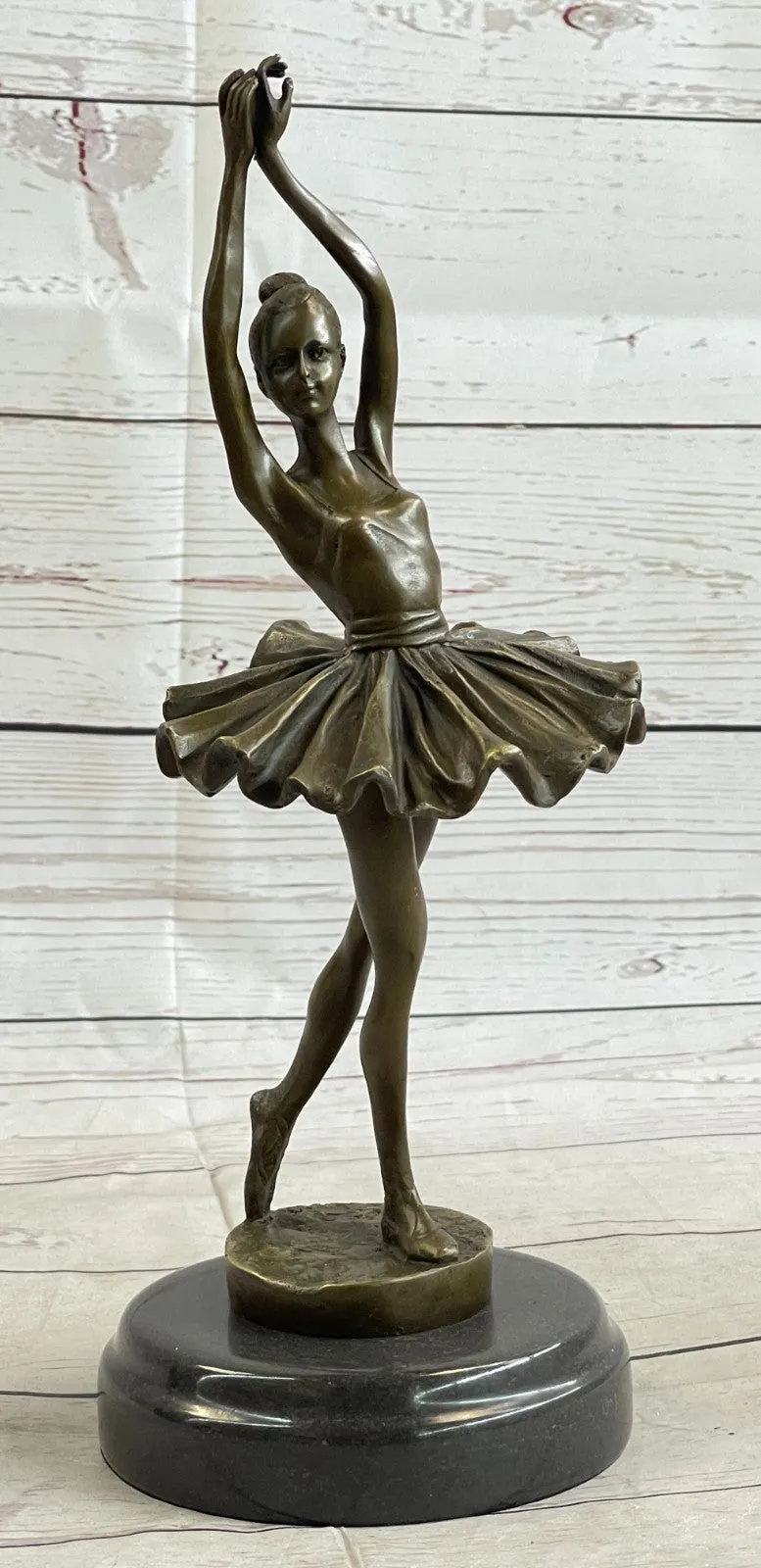 Prima Ballerina Bronze Sculpture Art Nouveau Deco Marble Base Figurine Statue