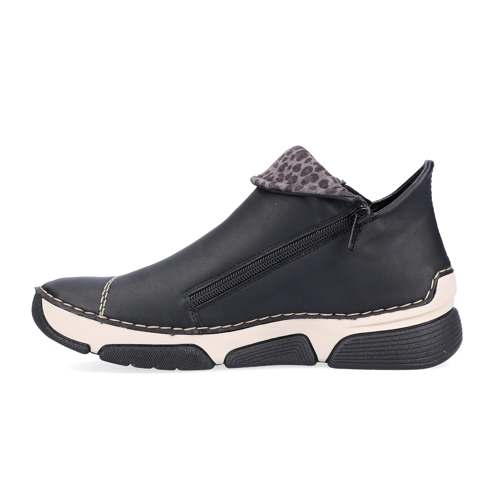 Rieker Angela 45983-00 Slip On Bootie (Women) - Schwarz/Leo Grey