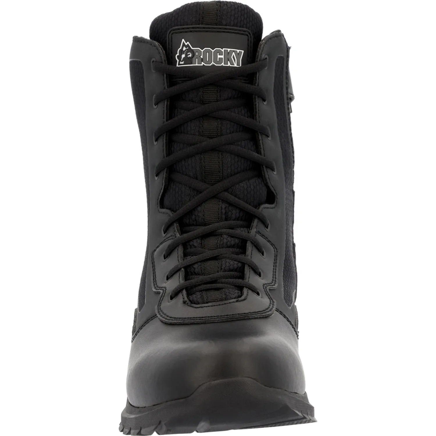 Rocky Mens Black Leather 8in Cadet Side Zip Work Boots