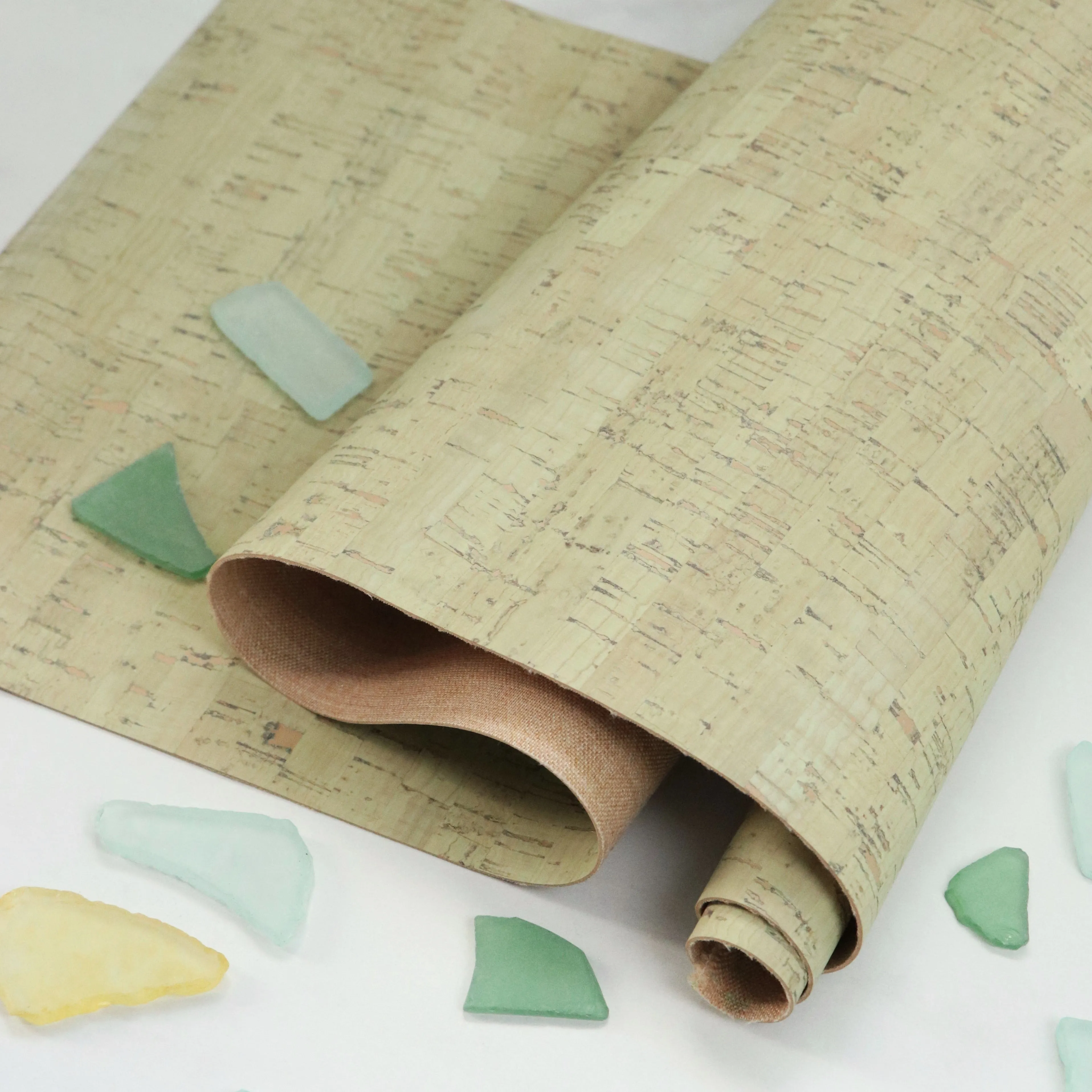 Rustic Sea Glass Cork Fabric