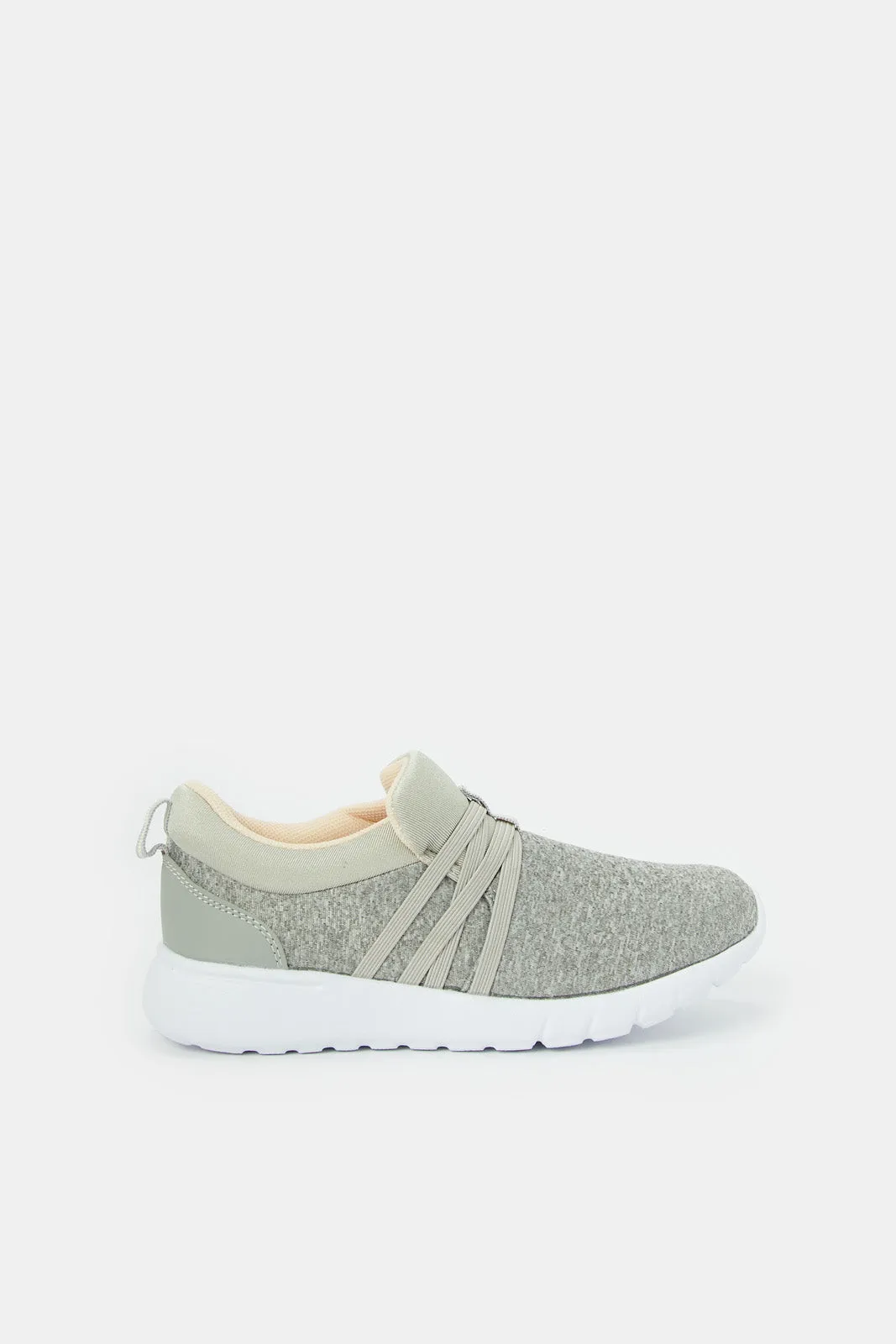 Senior Girls Grey Textured Slip On Trainer