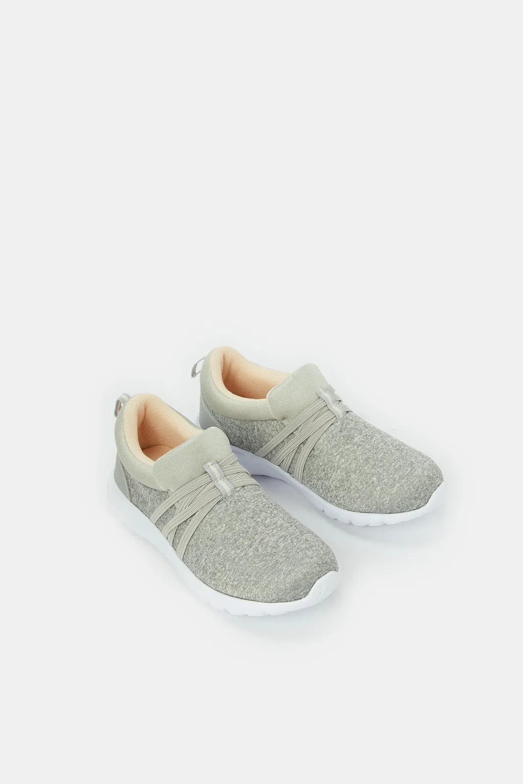 Senior Girls Grey Textured Slip On Trainer