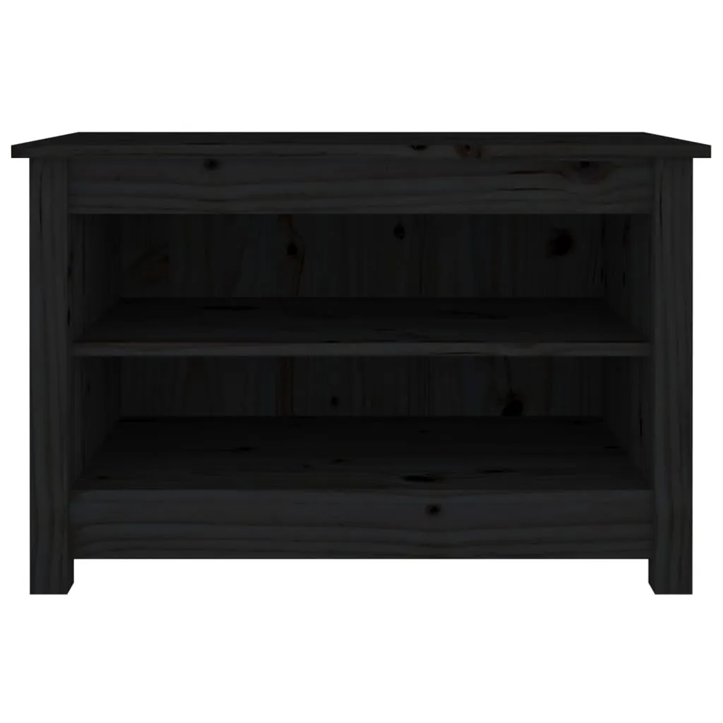 Shoe Bench Black 70x38x45.5 cm Solid Wood Pine