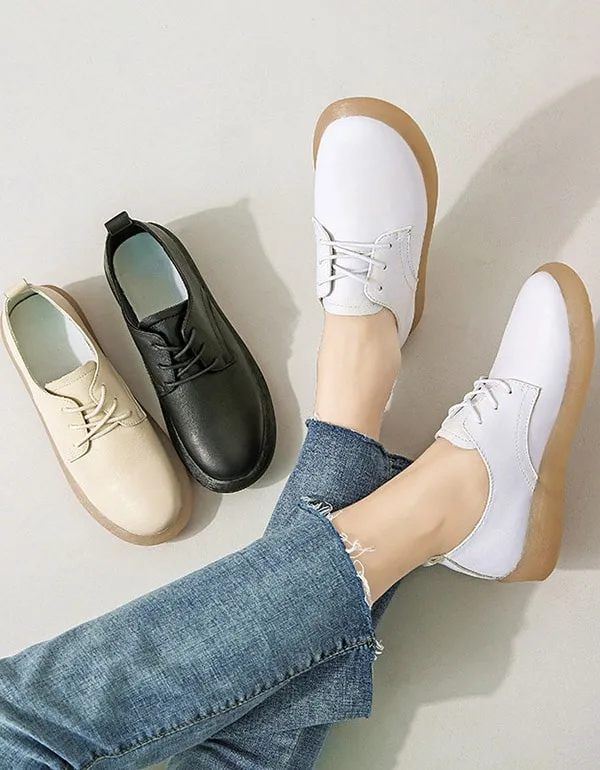 Spring Autumn Retro Leather Walking Shoes