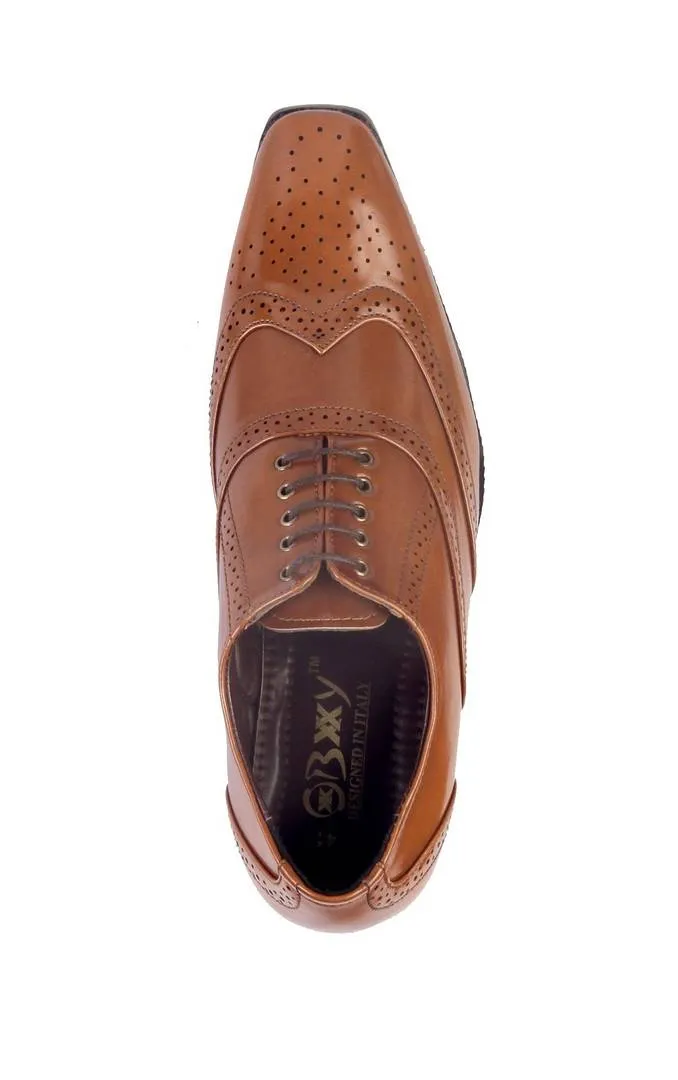 Stylish Tan Height Increasing British Full Brogue Shoes for Men