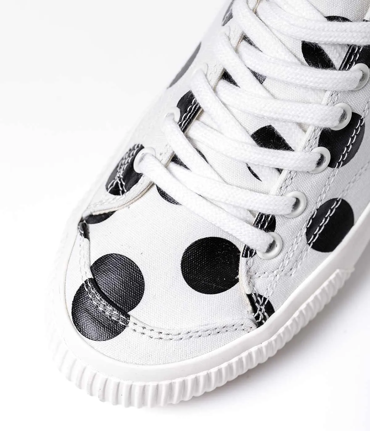 White Canvas Polka Dot Sneakers